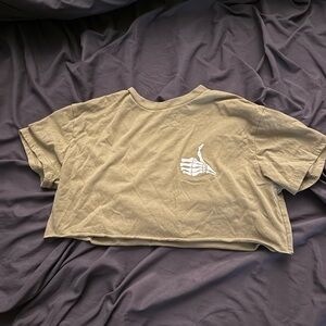 Green Crop Top with Skeleton Hand Design